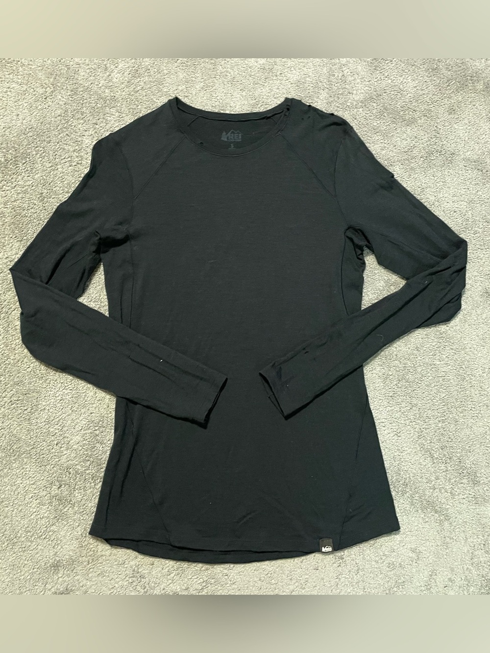 REI Merino Wool Base Layer Pullover Shirt Top Womens S Black Long Sleeve